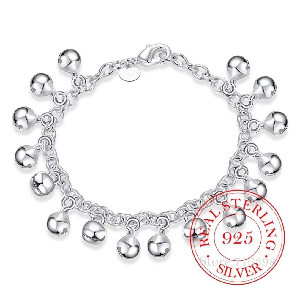 COPY - 925 Sterling Silver Bracelet  Jingle Bells Charm Bracelets & Bangles Cha…